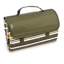 yodo Outdoor Water-Resistant Picnic Blanket Tote,Spring Summer Olive Stripe