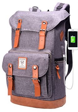 Laptop Backpack with USB Charging Port,Water Resistant College School Student Bookbag for Men&am ...