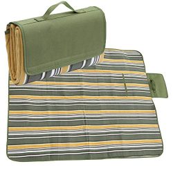 APOLLO WALKER Waterproof Camping Blanket Mat Fleece Picnic Blanket Tote with Stripe,Suitable for ...