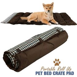 Portable Dog Bed Roll Up Pet Mat Crate Pad – Travel, Camping, Carrier Cushion – 36&# ...