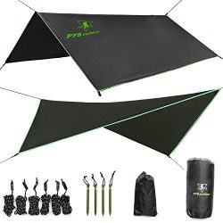 PYS outdoor Hammock Rain Fly – Tent Tarp for Camping. Essential Survival Gear. Stakes Included.  ...