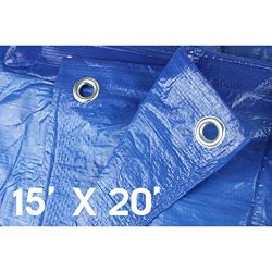 Waterproof Tarps Hanjet 15′ x 20′ 5-mil Thick Rain Covers Drop Cloths Camping Tents  ...