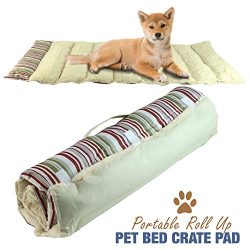 Portable Dog Bed Roll Up Pet Mat Crate Pad – Travel, Camping, Carrier Cushion – 36&# ...