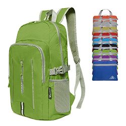 BAGAIL 25L Ultra Lightweight Packable Daypack Durable Waterproof Travel Hiking Backpack (Lime Green)
