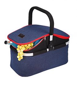 YAPA Extra Large Insulated Picnic Basket Roomy for Family Reunion Big Capacity Collapsible Soft  ...