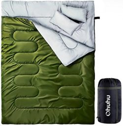 Ohuhu Double Sleeping Bag with 2 Pillows and a Carrying Bag for Camping, Backpacking, Hiking, Ar ...