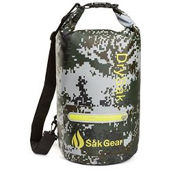 Såk Gear DrySak Waterproof Dry Bag with Exterior Zip Pocket, Shoulder strap and Reflective Trim, ...