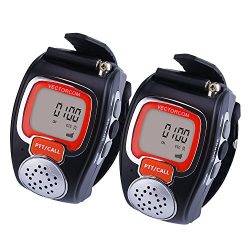 Portable Digital Wrist Watch Walkie Talkie Two-Way Radio for Outdoor Sport Hiking, 462MHZ, black ...