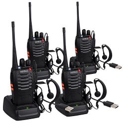 ESYNIC 4 Pack Rechargeable Walkie Talkies Long Range Two Way Radio UHF 400-470MHz Walky Talky Wi ...