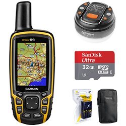 Garmin GPSMAP 64, Worldwide Handheld GPS Navigator (010-01199-00) + 32GB Memory Card + LED Brite ...