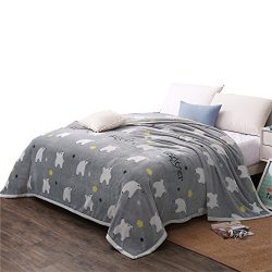 Cozzy Cartoon Printed Microfiber Plush Fleece Bed Blanket Queen Size 79″x90″ (Cute D ...