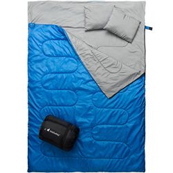 MalloMe Double Camping Sleeping Bag – 3 Season Warm & Cool Weather – Summer, Spr ...
