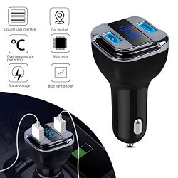 LinkStyle Car Charger with LED Voltage Voltmeter Display GPS Vehicle Tracker, 24W 4.2A Dual USB  ...