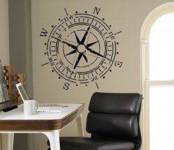 Compass Rose Wall Vinyl Decal Nautical Marine Sea Wall Sticker Home Wall Art Decor Ideas Wall In ...