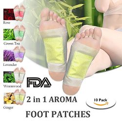 Foot Pads Upgraded 2 In 1 Patches,Lavender, Rose, Ginger, Green tea, Wormwood, Bamboo Charcoal F ...