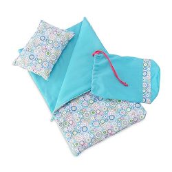 18 Inch Doll Accessories | Reversible Multicolored Geometric Flower Print Sleeping Bag Set with  ...