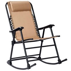 Goplus Folding Rocking Chair Recliner w/Headrest Outdoor Portable Zero Gravity Chair for Camping ...