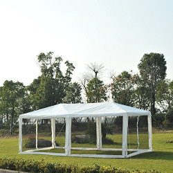 Outsunny 10′ x 20′ Canopy Gazebo Party Tent w/Mesh Side Walls