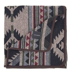 Ruth&Boaz Outdoor Wool Blend Blanket Ethnic Inka Pattern(L) (BURGUNDY, NORMAL)