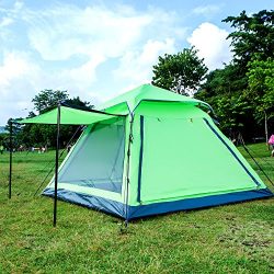 Instant 4 Person Hydraumatic Large Dome Tent Double Layer 2-Door Opening Screened Family Camping ...