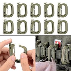 10 Pack Multipurpose D-Ring Grimloc Locking for Molle Webbing with Zippered Pouch by BOOSTEADY