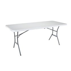 Lifetime 25011 Fold In Half Light Commercial Table, 6 Feet, White Granite