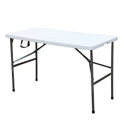 DlandHome 48″ Camping Folding Table, Portable Desk Indoor/Outdoor Picnic Party Dinner Tabl ...