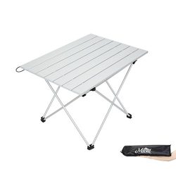 Folding Camping Collapsible Table Aluminum Foldable Portable Compact Ultralight Roll up Small Me ...