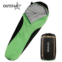 OUTSTAR Lightweight Waterproof Envelope Sleeping Bag With Compression Sack for Kids,Boys, Girls, ...