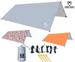 LONE WOLF 10.5′ x 10.5′ Lightweight Hammock Rain Fly Tent Tarp Water Proof Camping S ...