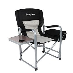 KingCamp Heavy Duty Steel Folding Chair / Director’s Chair with Cooler Bag and Side Table