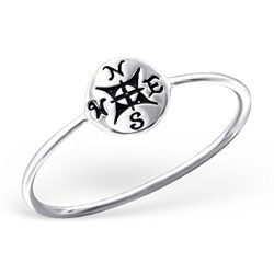 Liara – Plain Compass Ring. Polished and Nickel Free