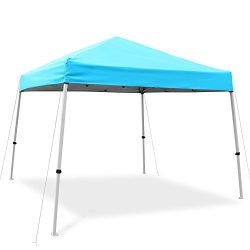 Ohuhu Pop-Up Slant Leg Canopy Tent, Instant Shelter with Wheeled Carry Bag, 10 by 10 Feet, Blue