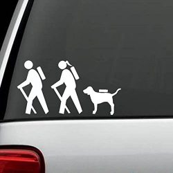 Hiker Couple Guy Girl with Dog Hiking Camper Camping Decal Sticker