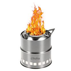 Ohuhu Camping Stove Stainless Steel Backpacking Stove Potable Wood Burning Stoves