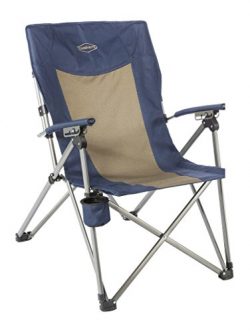 Kamp-Rite 3 Position Hard/Arm Reclining Chair with Cup Holder, Blue/Tan