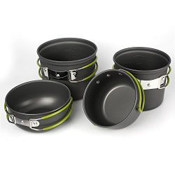 MALEDEN Camping Cookware Set, Lightweight Compact Durable Outdoor Cooking Mess Kit Backpacking G ...