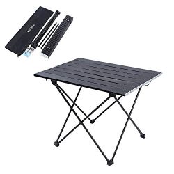 YAHILL Aluminum Folding Collapsible Camping Table Roll up 3 size with Carrying Bag for Indoor an ...