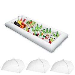 Sparklelife Inflatable Serving Bar Salad Ice Tray Food Drink Containers Pop-Up Mesh Screen Food  ...