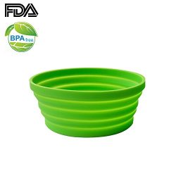 Ecoart Silicone Expandable Collapsible Bowl for Travel Camping Hiking, Green (1 Pack)