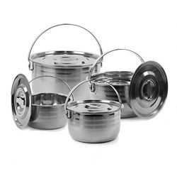Camping Cookware Set – Compact Stainless Steel Campfire Cooking Pots and Pans | Combo Kit  ...