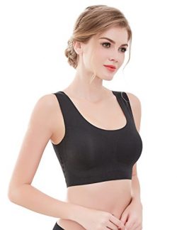 lttcbro Seamless Yoga Bra Wirefree Sleep Bra Cami Bra with Removable Pads Zero Feeling X-Large Black