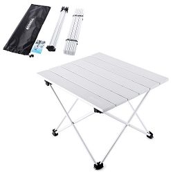 YAHILL Aluminum Folding Collapsible Camping Table Roll up 3 size with Carrying Bag for Indoor an ...