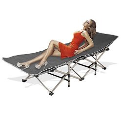 440lbs Capacity Camping Cot Portable Folding Beach Bed, Office Comfortable Sleeping Bed With Fre ...