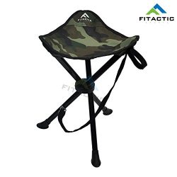 FITACTIC Outdoor Camouflage Folding Tri-Leg Tripod Stool for Disc Golf Frisbee, Camping, Fishing ...