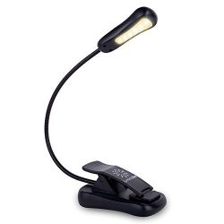 LuminoLite Rechargeable 3000K Warm 6 LED Book Light, Easy Clip on Reading Lights for Reading in  ...
