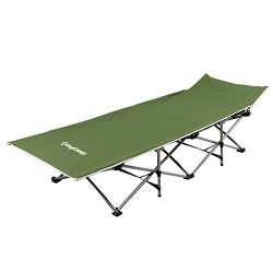 KingCamp Strong Stable Folding Camping Bed Cot with Carry Bag (Green)