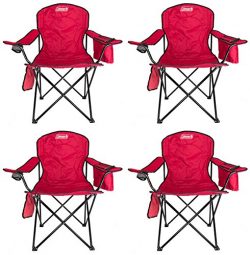 4-Pack Coleman Cooler Quad Chairs With Built-In Cooler, Red | 4 x 2000020264