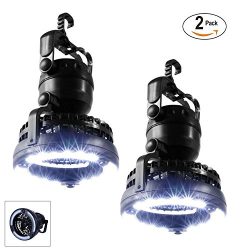 iMBAPrice 2-Pack Portable LED Camping Lantern with 18 LED Flashlight Ceiling Fan for Outdoor Hik ...