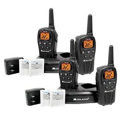 4-Pack Midland LXT500VP3 Two Way Radio, Rechargeable Batteries and Chargers